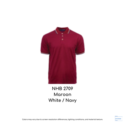 Polo Saffron Unisex 220gsm Maroon White Navy NHB2709