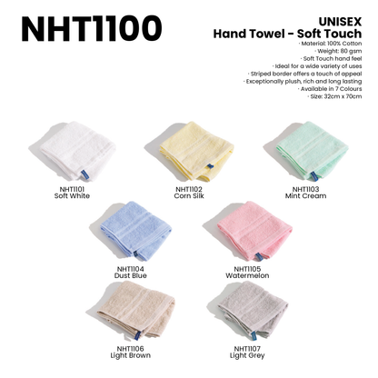 Hand Towel - Soft Touch | 80gsm | NHT1100 | Artiztee | Collection | Size Chart