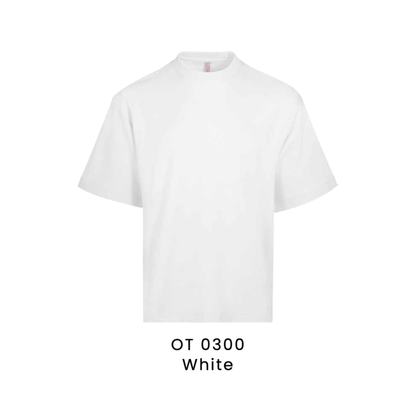 OT0300 White premium oversized t-shirt 280gsm unisex – custom logo printing & embroidery Malaysia
