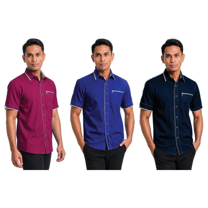 PL-8001 corporate uniform shirt worn by a model