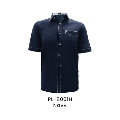 Corporate Uniform - Cotton Linen | 130gsm | PL-8001 Men Short Sleeves | Navy | PL-8001H | Artiztee