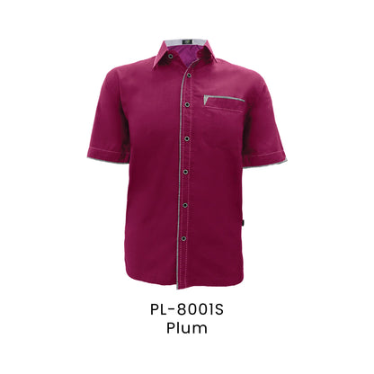 Corporate Uniform - Cotton Linen | 130gsm | PL-8001 Men Short Sleeves | Plum | PL-8001S | Artiztee