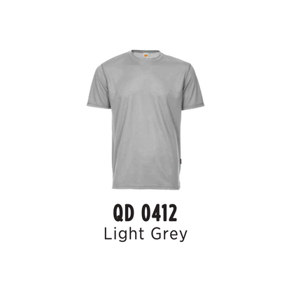 Custom T-Shirt - Unisex Microfibre Eyelet Short Sleeve T-Shirt | Plain | Light Grey | QD0412