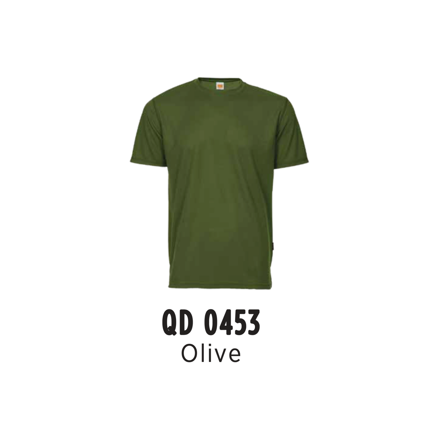 Custom T-Shirt - Unisex Microfibre Eyelet Short Sleeve T-Shirt | Plain | Olive | QD0453