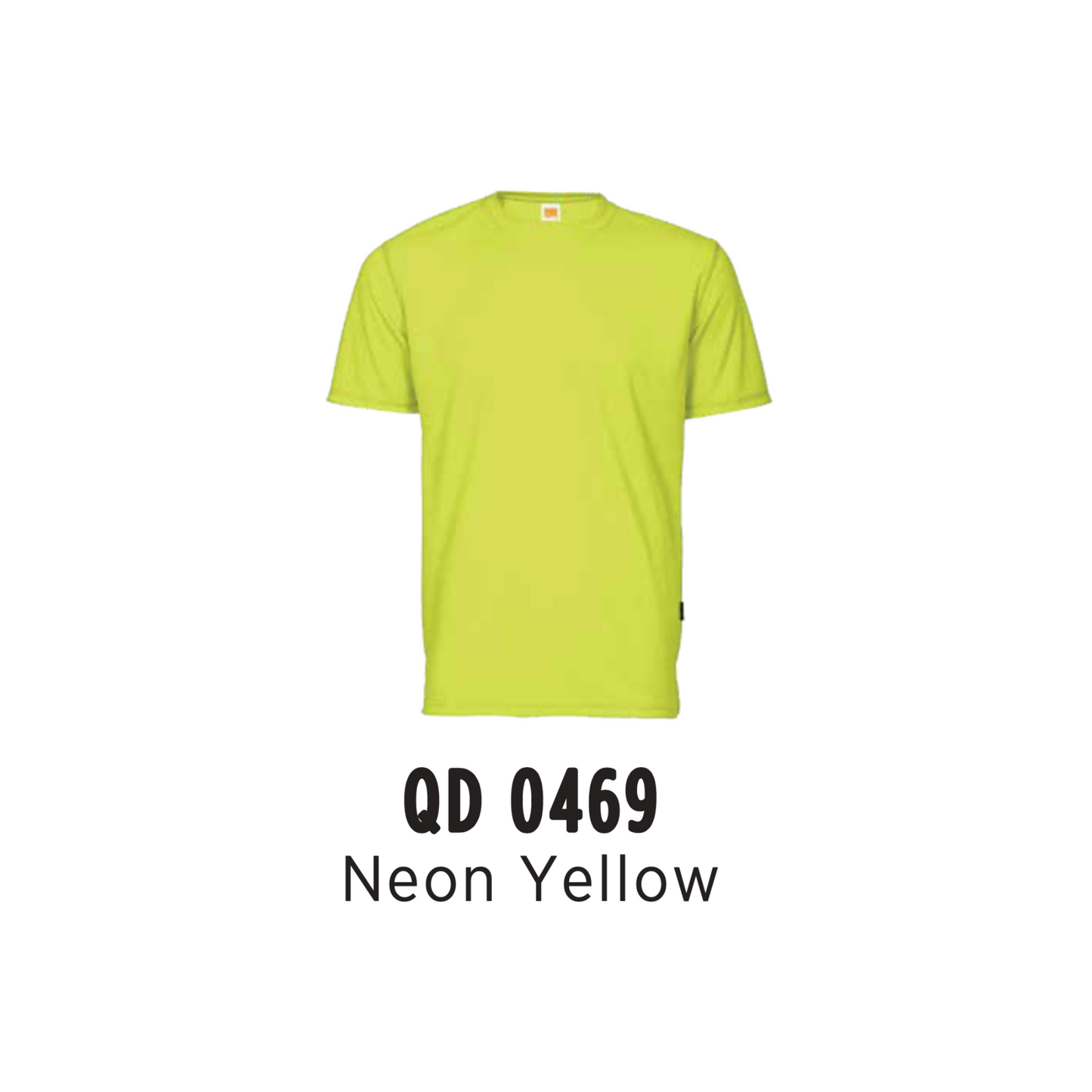 Custom T-Shirt - Unisex Microfibre Eyelet Short Sleeve T-Shirt | Plain | Neon Yellow | QD0469