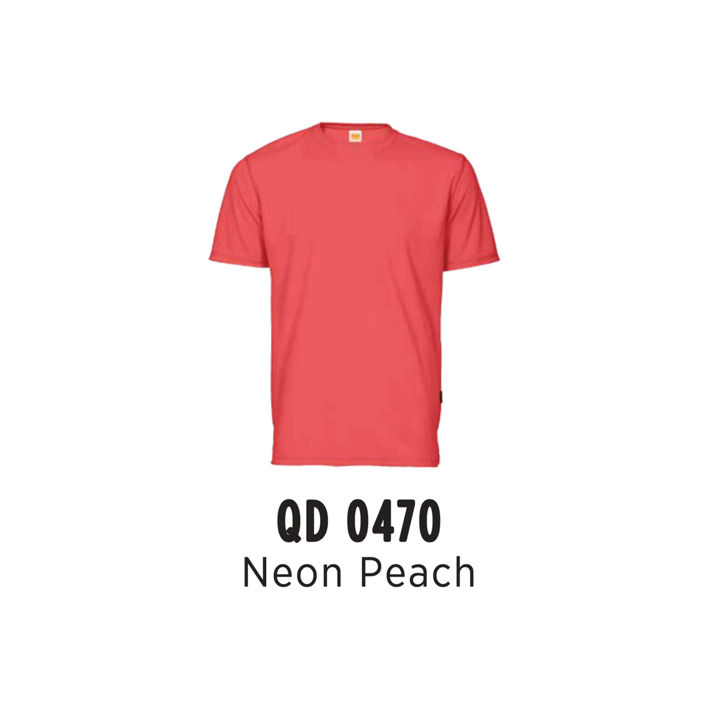 Custom T-Shirt - Unisex Microfibre Eyelet Short Sleeve T-Shirt | Plain | Neon Peach | QD0470