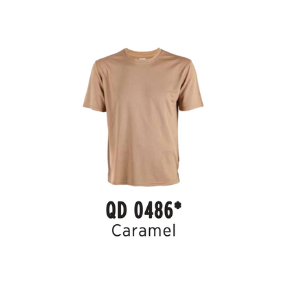 Custom T-Shirt - Unisex Microfibre Eyelet Short Sleeve T-Shirt | Plain | Caramel | QD0486