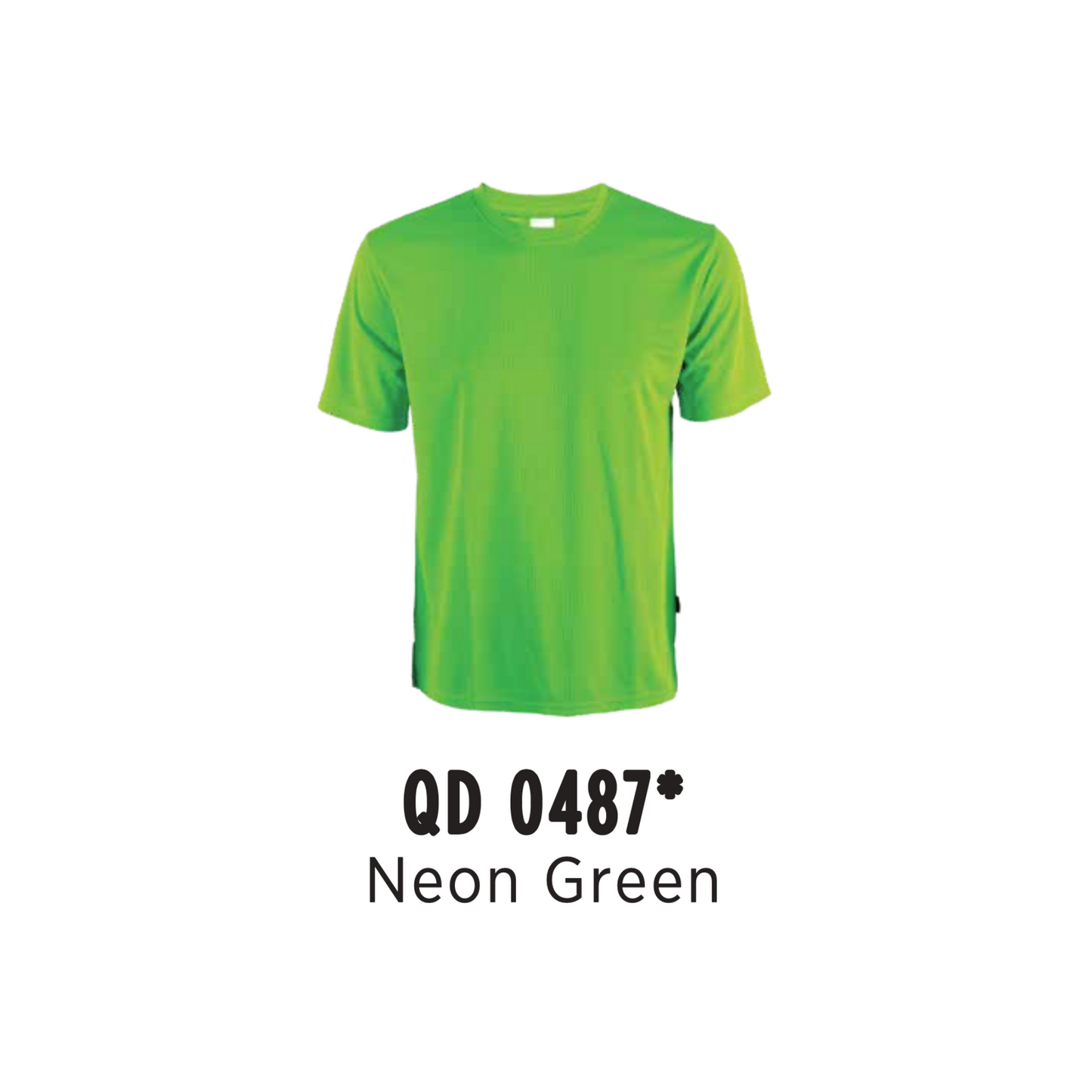 Custom T-Shirt - Unisex Microfibre Eyelet Short Sleeve T-Shirt | Plain | Neon Green | QD0487