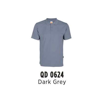 Custom Polo - Unisex Microfibre Eyelet Short Sleeve Polo Shirt | Plain | Dark Grey | QD0624