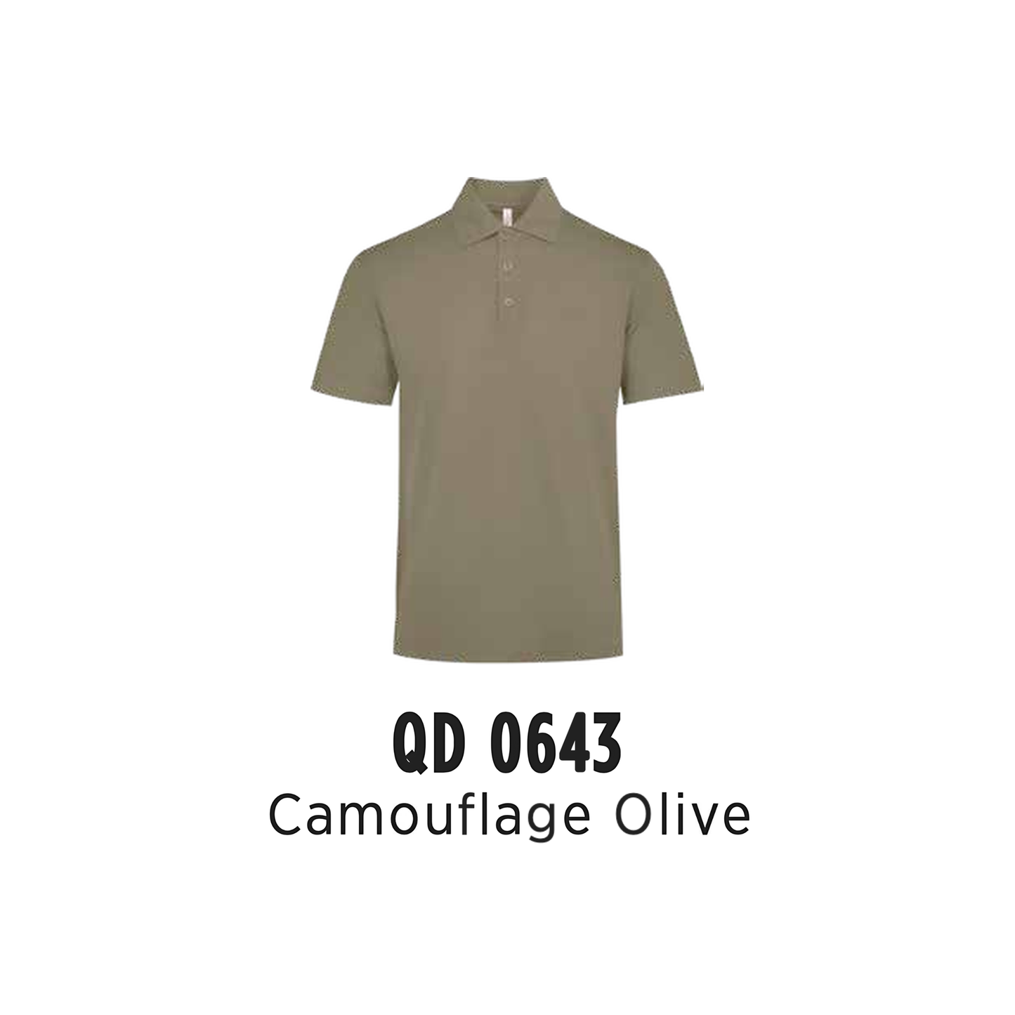Custom Polo - Unisex Microfibre Eyelet Short Sleeve Polo Shirt | Plain | Camouflage Olive | QD0643