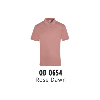 Custom Polo - Unisex Microfibre Eyelet Short Sleeve Polo Shirt | Plain | Rose Dawn | QD0654