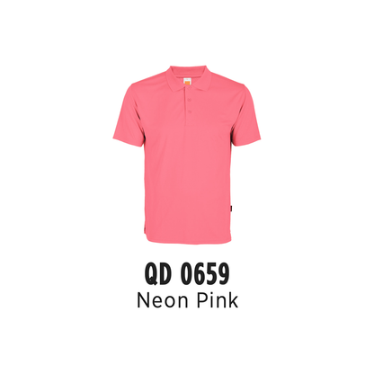 Custom Polo - Unisex Microfibre Eyelet Short Sleeve Polo Shirt | Plain | Neon Pink | QD0659
