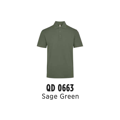 Custom Polo - Unisex Microfibre Eyelet Short Sleeve Polo Shirt | Plain | Sage Green | QD0663