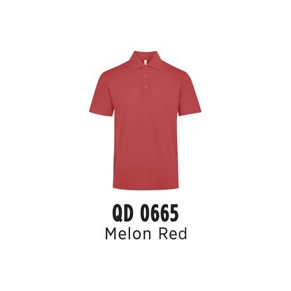 Custom Polo - Unisex Microfibre Eyelet Short Sleeve Polo Shirt | Plain | Melon Red | QD0665