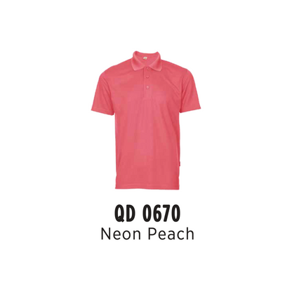 Custom Polo - Unisex Microfibre Eyelet Short Sleeve Polo Shirt | Plain | Neon Peach | QD0670