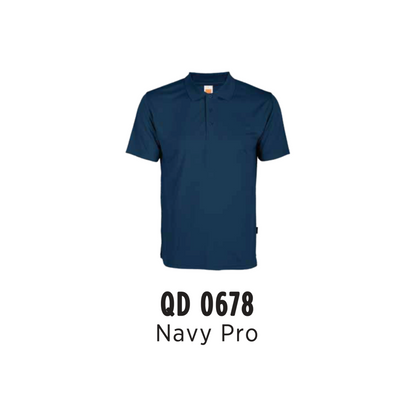 Custom Polo - Unisex Microfibre Eyelet Short Sleeve Polo Shirt | Plain | Navy Pro | QD0678