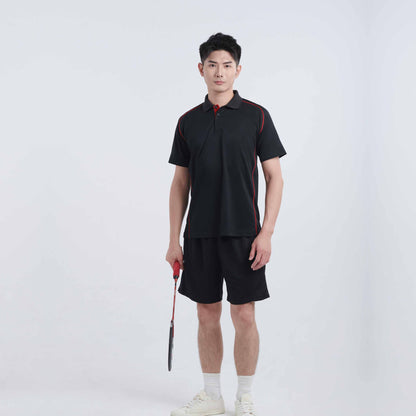QD101 raglan polo shirt worn by a model