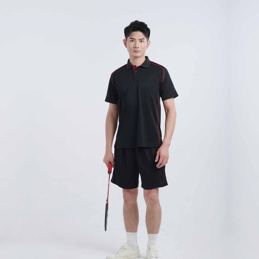 QD101 raglan polo shirt worn by a model