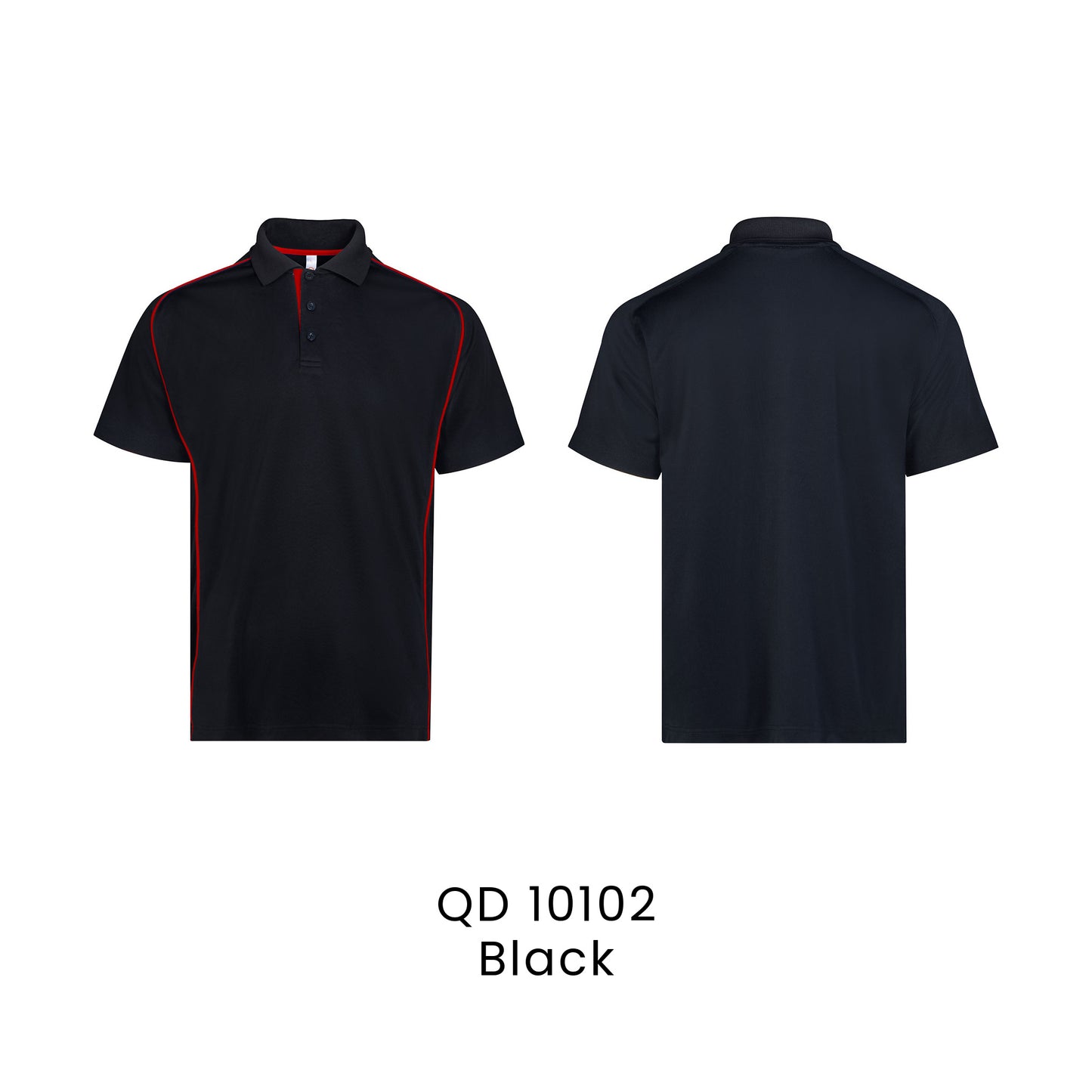 QD 10102 Black - QD101 raglan polo shirt