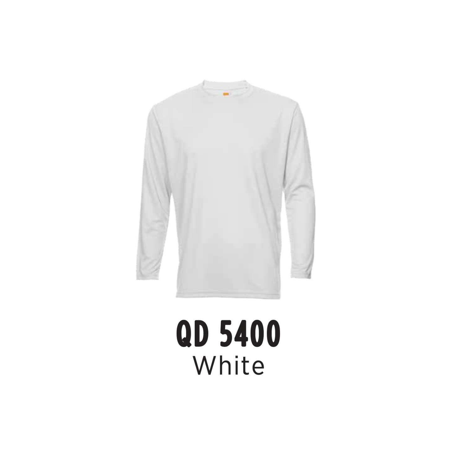 Custom T-Shirt Long Sleeve - Unisex Microfibre Eyelet | Plain | White | QD5400