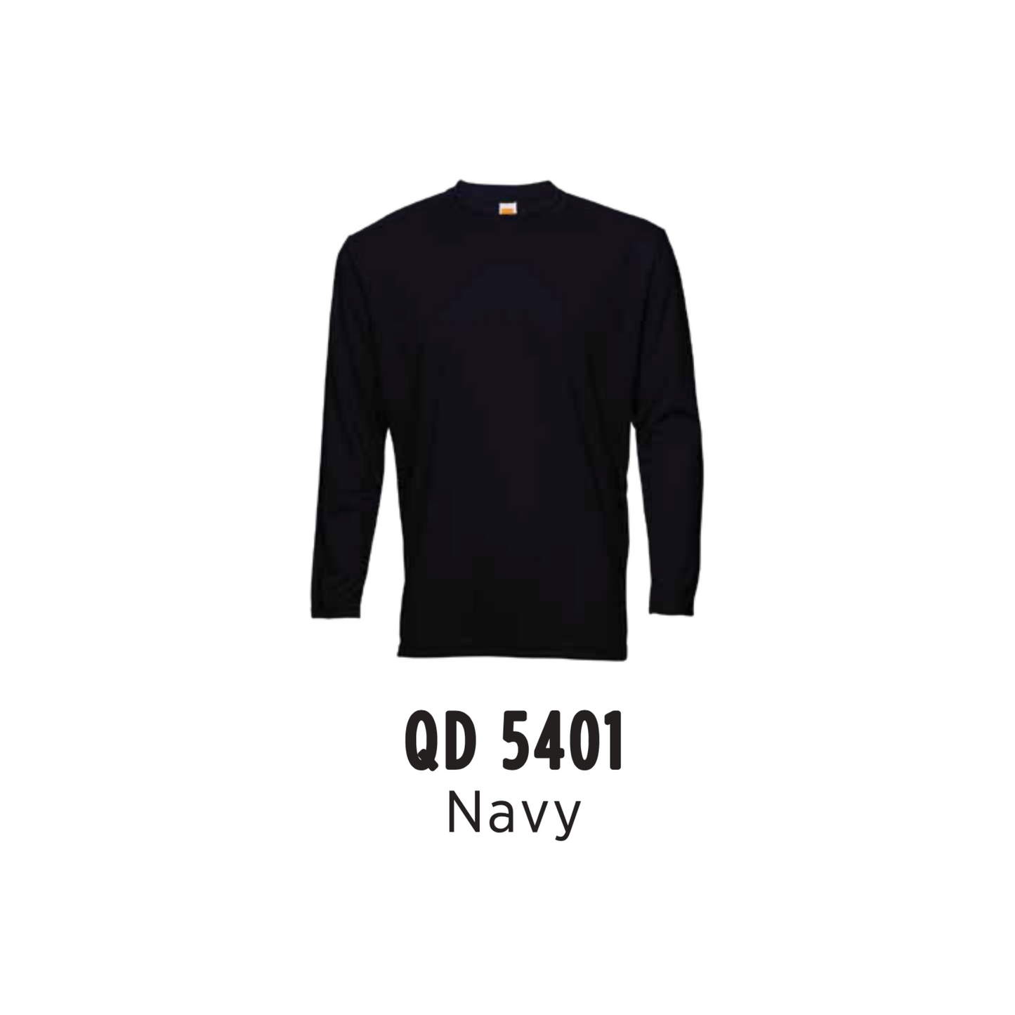 Custom T-Shirt Long Sleeve - Unisex Microfibre Eyelet | Plain | Navy | QD5401