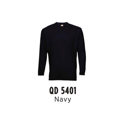 Custom T-Shirt Long Sleeve - Unisex Microfibre Eyelet | Plain | Navy | QD5401