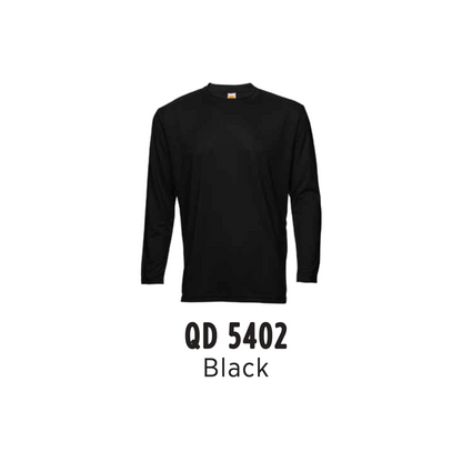 Custom T-Shirt Long Sleeve - Unisex Microfibre Eyelet | Plain | Black | QD5402