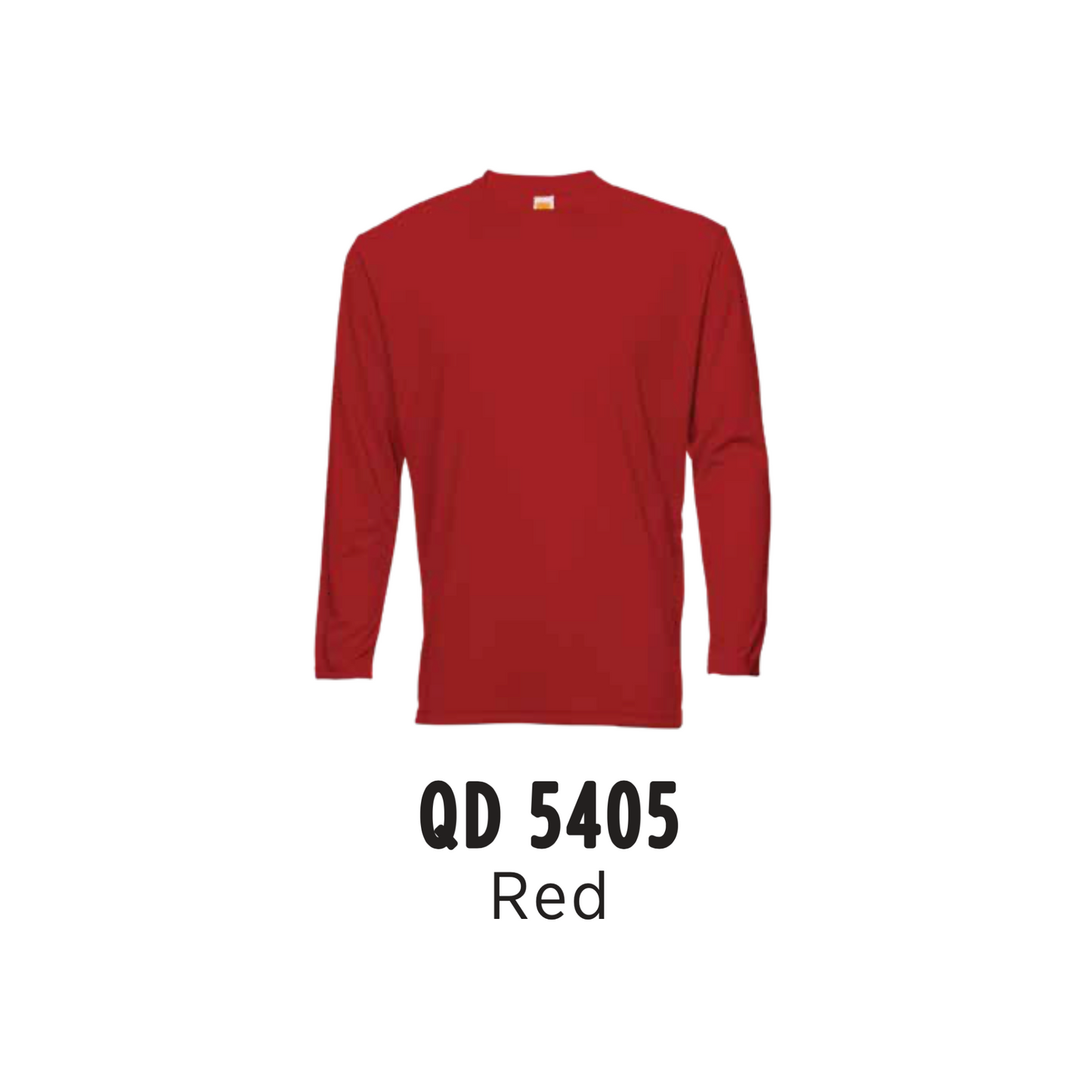 Custom T-Shirt Long Sleeve - Unisex Microfibre Eyelet | Plain | Red | QD5405