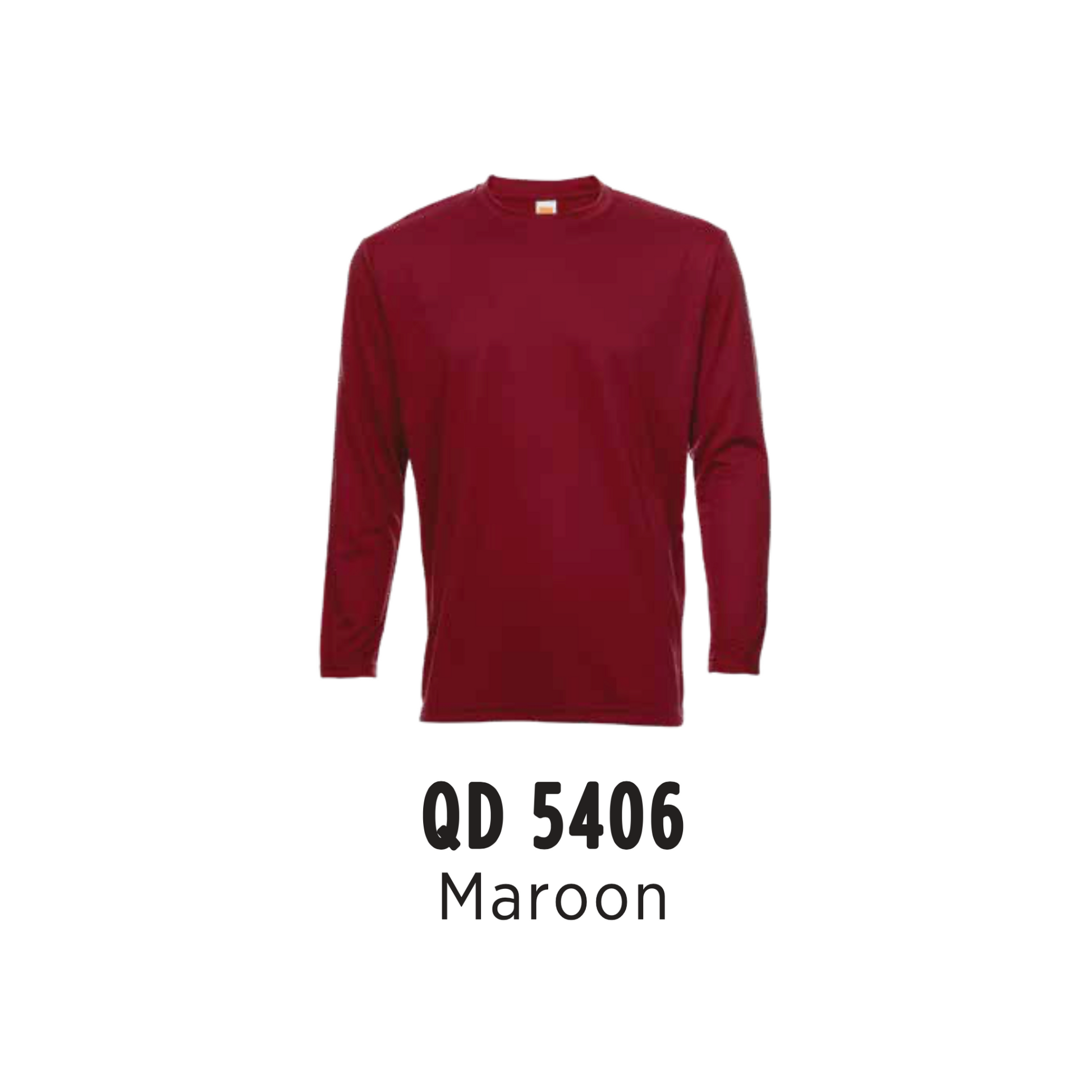 Custom T-Shirt Long Sleeve - Unisex Microfibre Eyelet | Plain | Maroon | QD5406