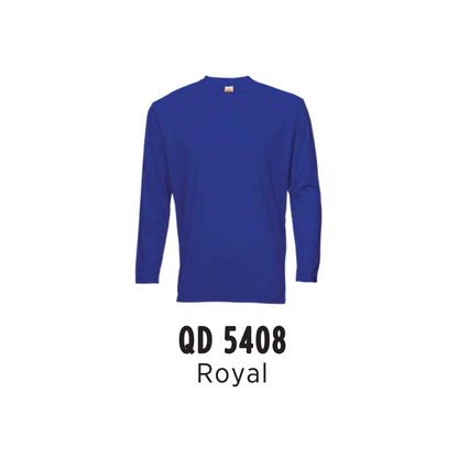 Custom T-Shirt Long Sleeve - Unisex Microfibre Eyelet | Plain | Royal | QD5408