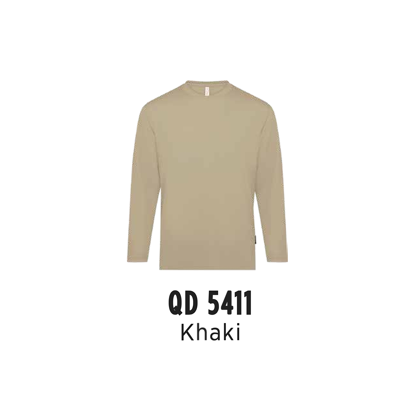 Custom T-Shirt Long Sleeve - Unisex Microfibre Eyelet Long Sleeve T-Shirt | Plain | Khaki | QD5411