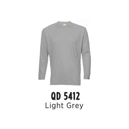 Custom T-Shirt Long Sleeve - Unisex Microfibre Eyelet | Plain | Light Grey | QD5412