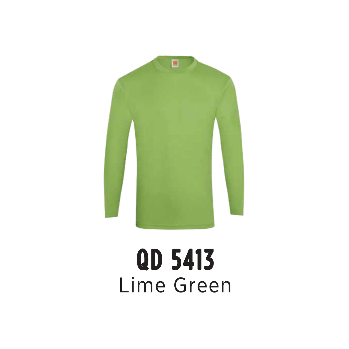 Custom T-Shirt Long Sleeve - Unisex Microfibre Eyelet | Plain | Lime Green | QD5413