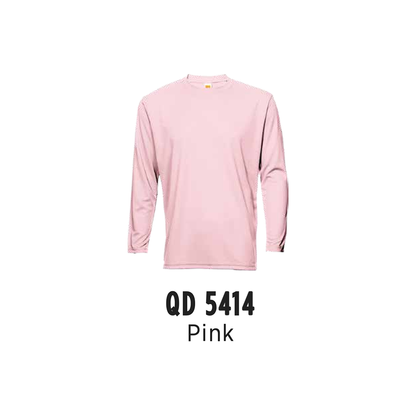 Custom T-Shirt Long Sleeve - Unisex Microfibre Eyelet | Plain | Pink | QD5414