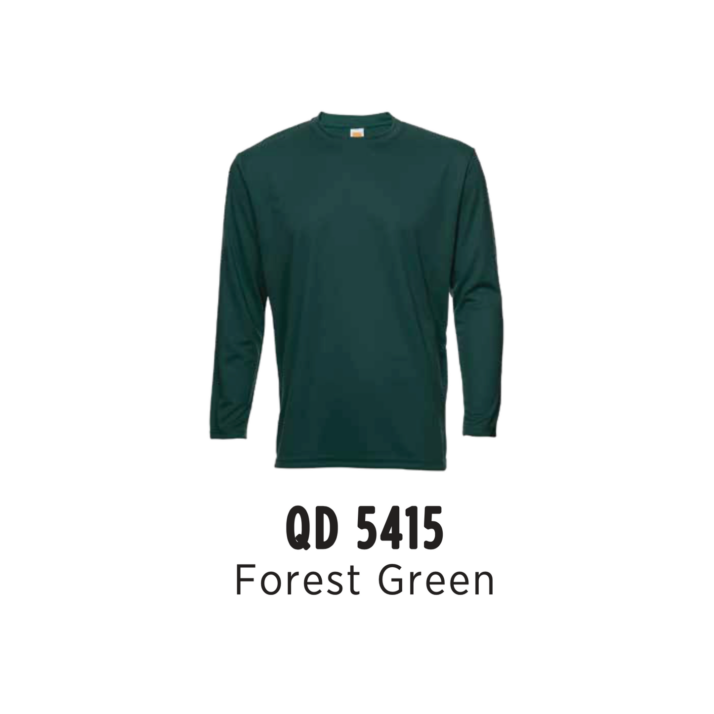 Custom T-Shirt Long Sleeve - Unisex Microfibre Eyelet | Plain | Forest Green | QD5415