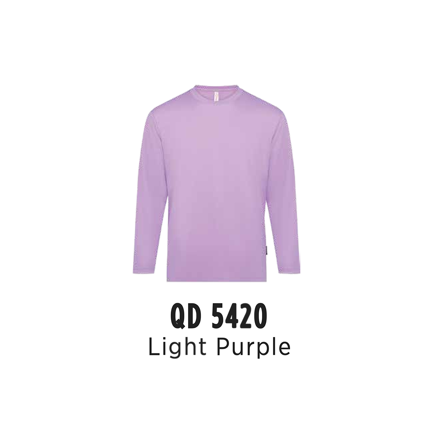 Custom T-Shirt Long Sleeve - Unisex Microfibre Eyelet | Plain | Light Purple | QD5420