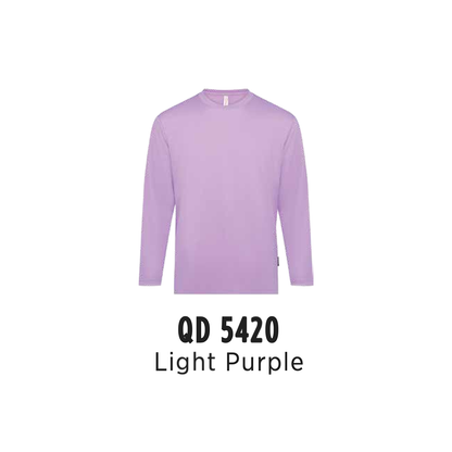 Custom T-Shirt Long Sleeve - Unisex Microfibre Eyelet | Plain | Light Purple | QD5420