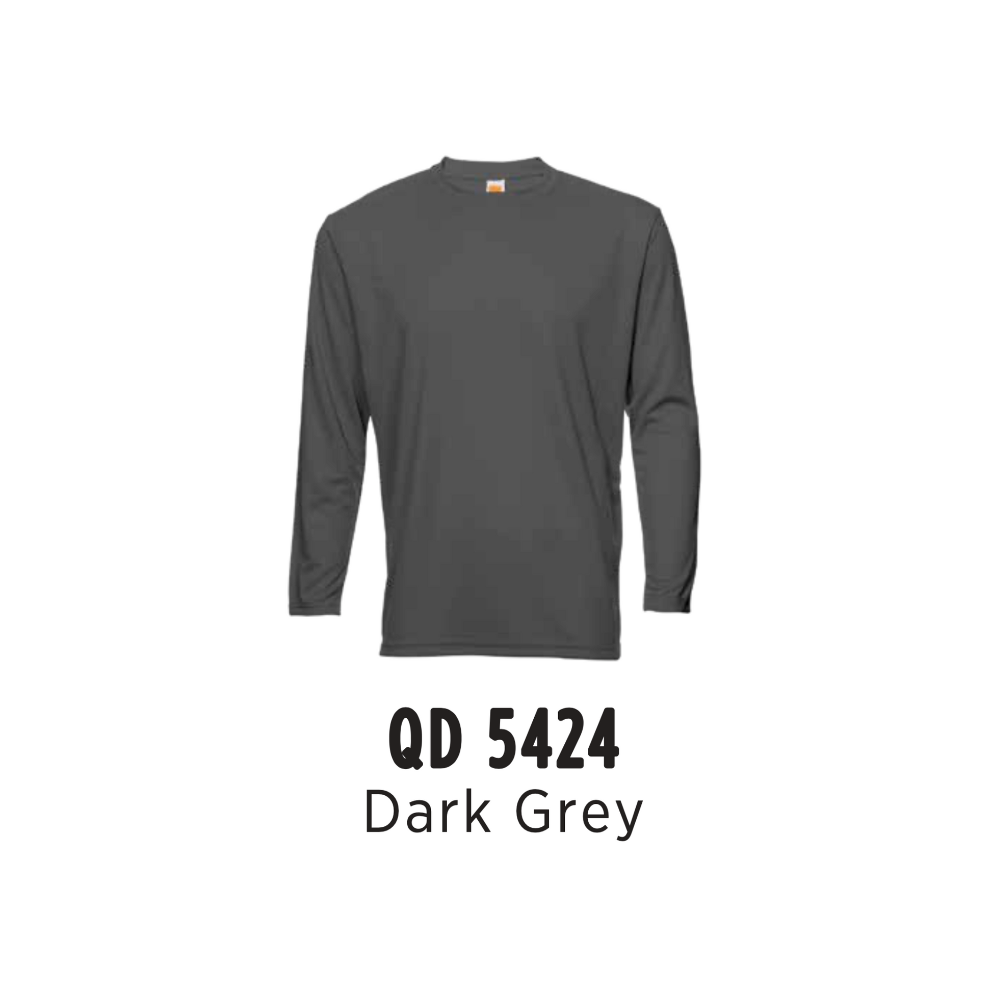 Custom T-Shirt Long Sleeve - Unisex Microfibre Eyelet | Plain | Dark Grey | QD5424