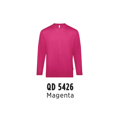 Custom T-Shirt Long Sleeve - Unisex Microfibre Eyelet | Plain | Magenta | QD5426