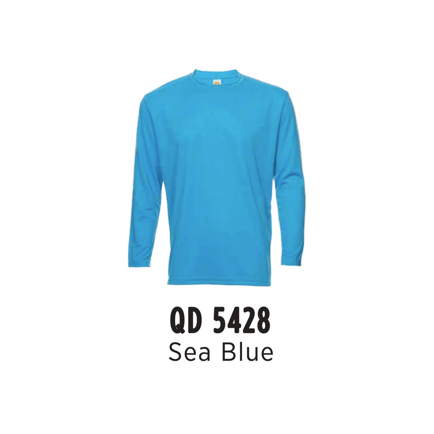 Custom T-Shirt Long Sleeve - Unisex Microfibre Eyelet | Plain | Sea Blue | QD5428