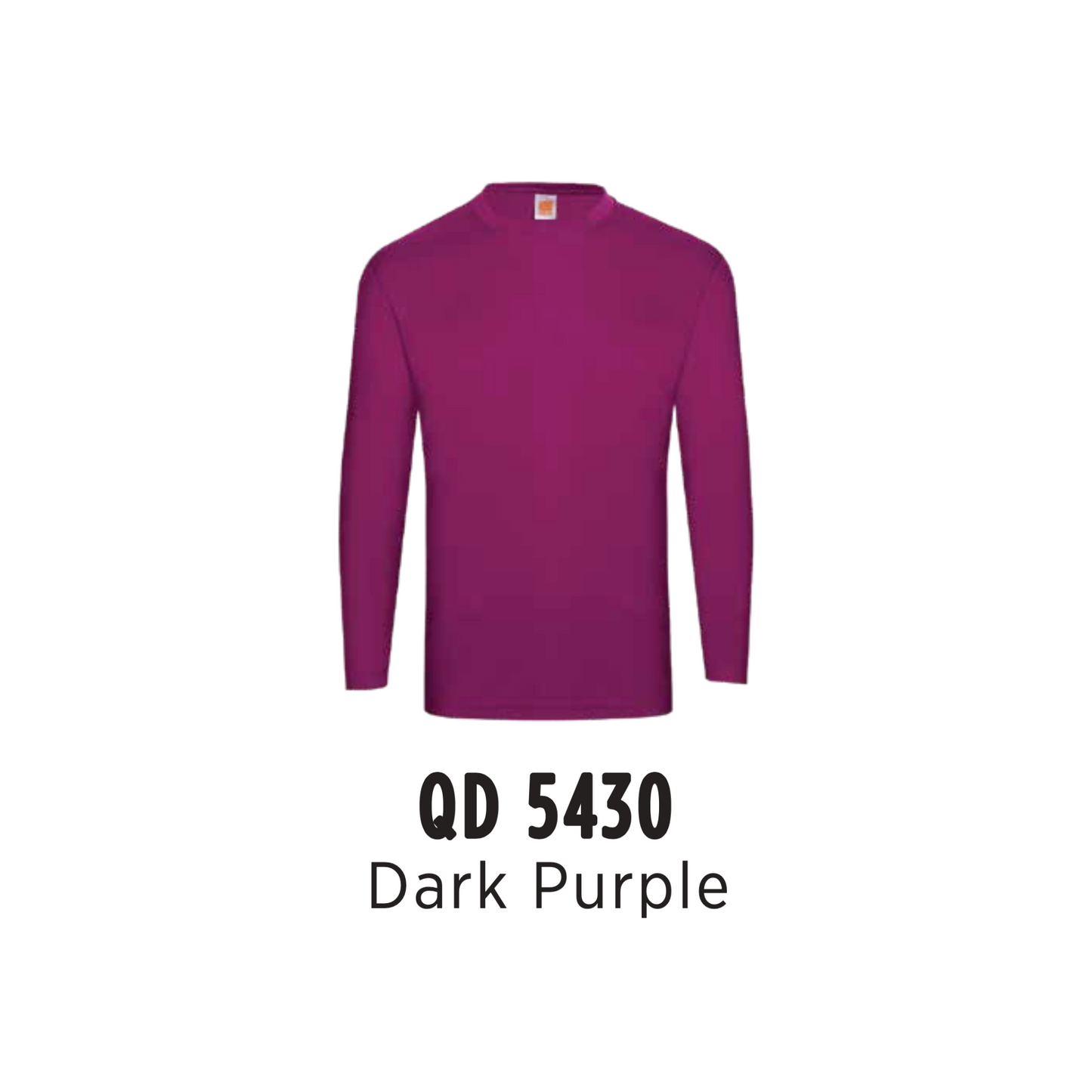 Custom T-Shirt Long Sleeve - Unisex Microfibre Eyelet | Plain | Dark Purple | QD5430