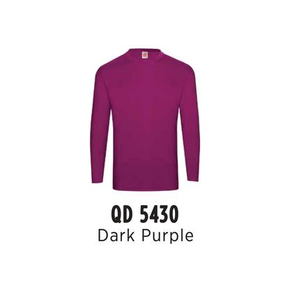 Custom T-Shirt Long Sleeve - Unisex Microfibre Eyelet | Plain | Dark Purple | QD5430