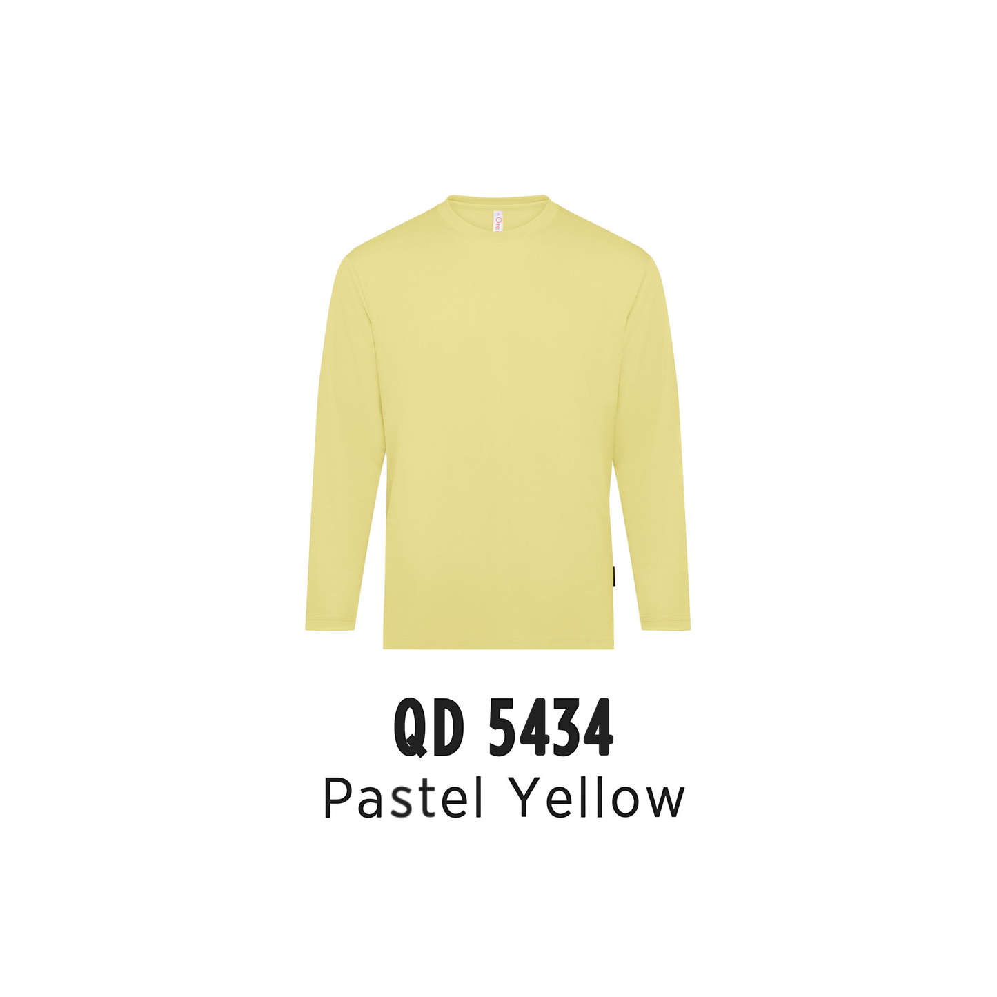 Custom T-Shirt Long Sleeve - Unisex Microfibre Eyelet Long Sleeve T-Shirt | Plain | Pastel Yellow | QD5434