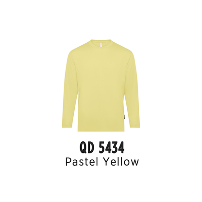 Custom T-Shirt Long Sleeve - Unisex Microfibre Eyelet Long Sleeve T-Shirt | Plain | Pastel Yellow | QD5434