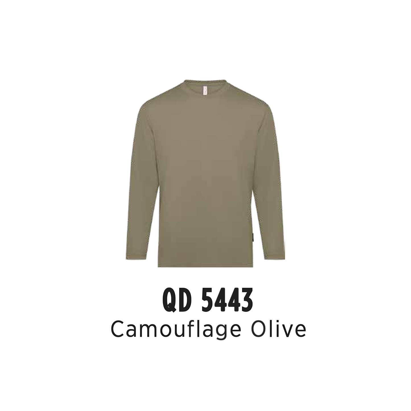 Custom T-Shirt Long Sleeve - Unisex Microfibre Eyelet Long Sleeve T-Shirt | Plain | Camouflage Olive | QD5443