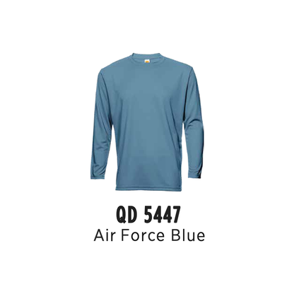 Custom T-Shirt Long Sleeve - Unisex Microfibre Eyelet | Plain | Air Force Blue | QD5447