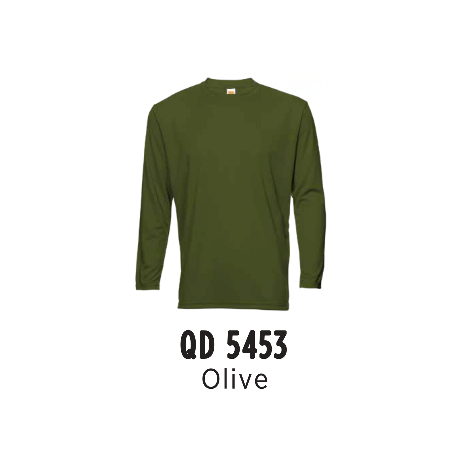 Custom T-Shirt Long Sleeve - Unisex Microfibre Eyelet | Plain | Olive | QD5453