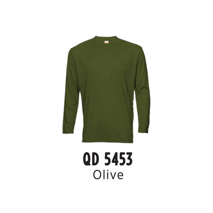 Custom T-Shirt Long Sleeve - Unisex Microfibre Eyelet | Plain | Olive | QD5453