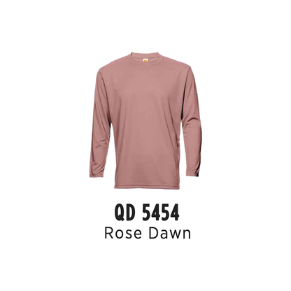Custom T-Shirt Long Sleeve - Unisex Microfibre Eyelet | Plain | Rose Dawn | QD5454