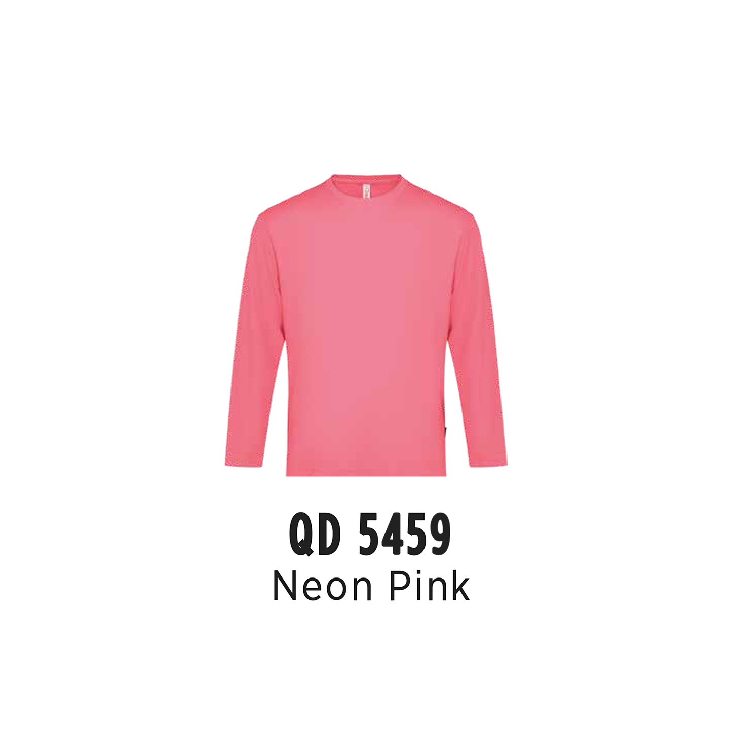 Custom T-Shirt Long Sleeve - Unisex Microfibre Eyelet | Plain | Neon Pink | QD5459